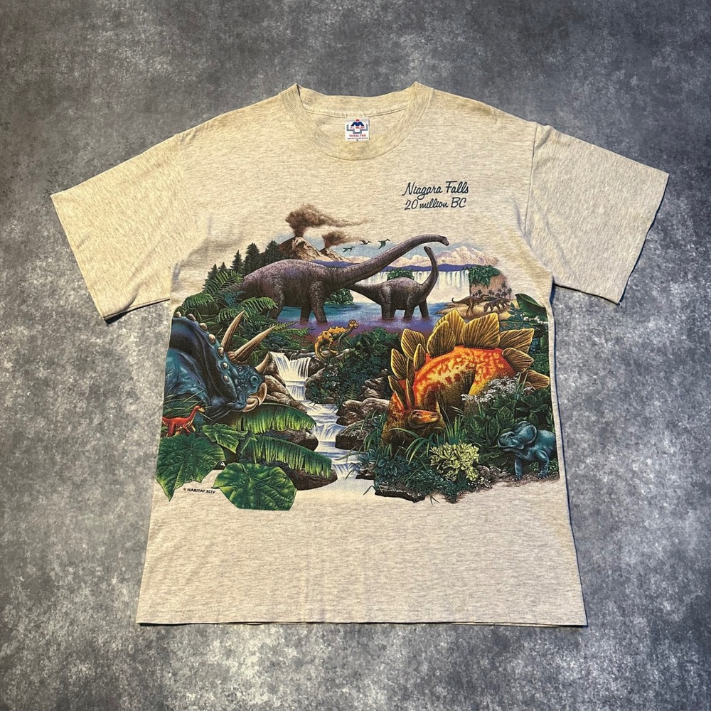 Vintage Niagara Falls Dinosaur Graphic T shirt Men's M 20 Million BC‎ Made USA